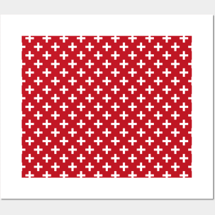 Crosses | Criss Cross | Swiss Cross | Hygge | Scandi | Plus Sign | Red and White | Posters and Art